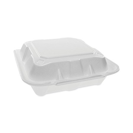 PACTIV EVERGREEN Foam Hinged Lid Containers, Dual Tab Lock, 8.42 x 8.15 x 3, White, PK150 YTD188010000